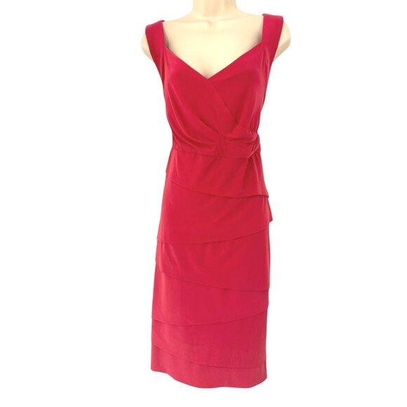 Dressbarn Coral Tiered Sheath Dress w/Slimming Lining Size 16W 1X Summer Plus Sz - Picture 1 of 6